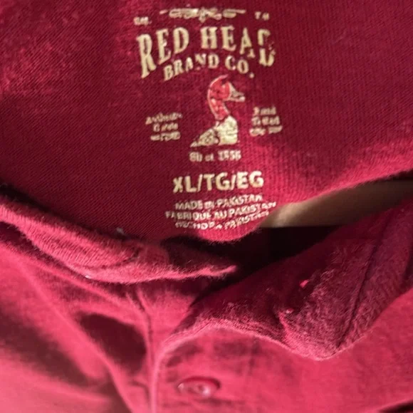 Red Head Men's Dark Red Long Sleeve Henley - Picture 2 of 7